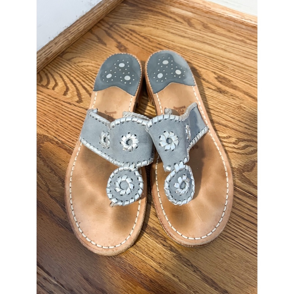 Jack Rogers Blue/Silver Sandals, Size 7